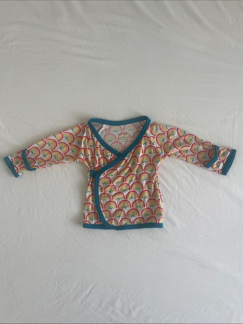 Little Sleepies Rainbow Wrap Top with Teal Trim 0-3M (EUC)